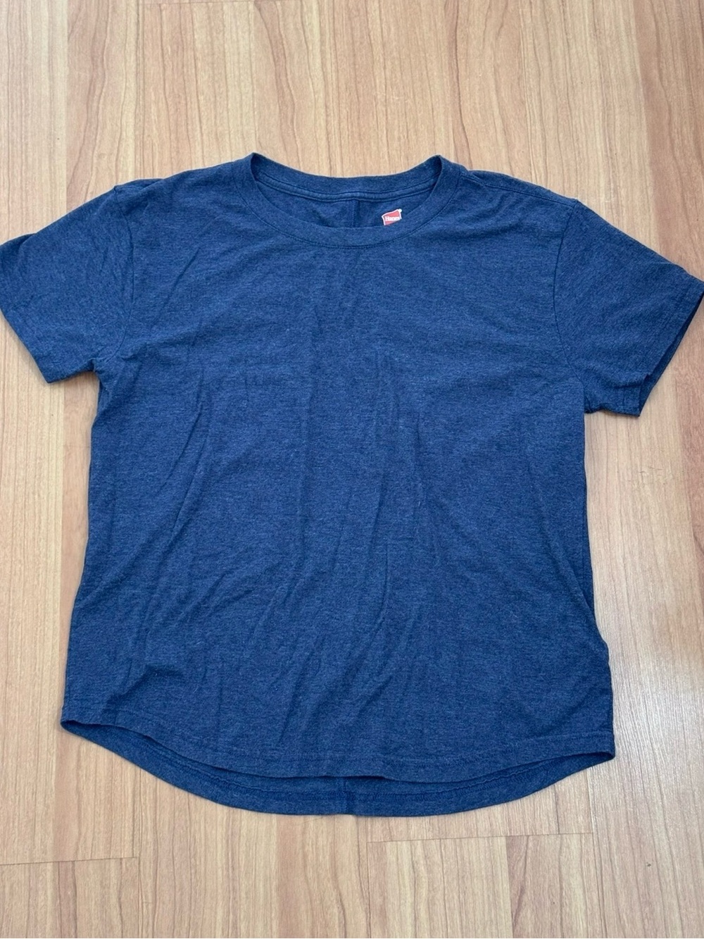 Hanes Heathered Blue Short Sleeve Crewneck Basic Tee Size S